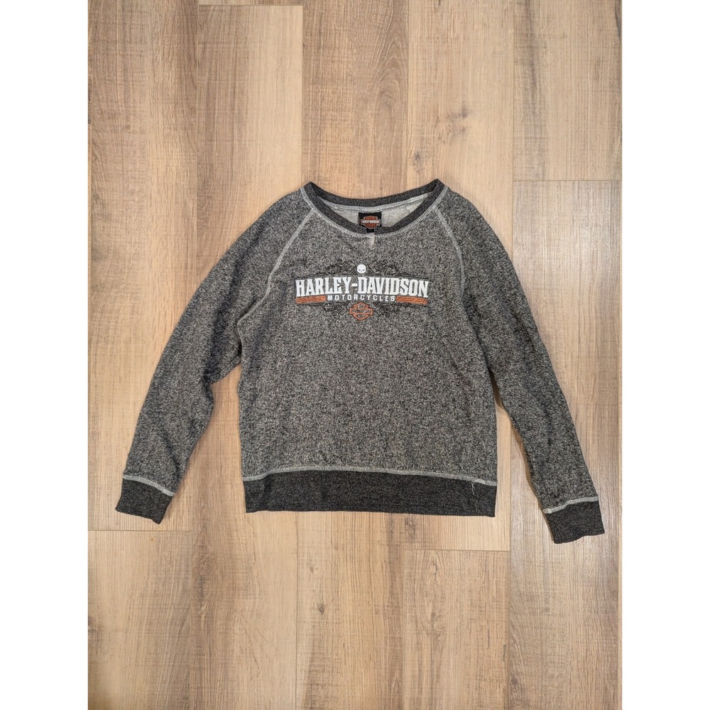 Harley Davidson Womens S Gray Crewneck Sweatshirt Adventure Dover Ohio Biker